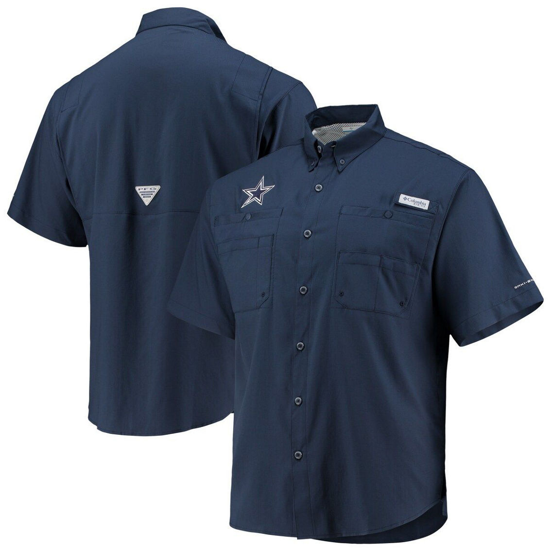 Columbia Men's Navy Dallas Cowboys Tamiami Omni-Shade Button-Down Shirt - Image 2 of 4
