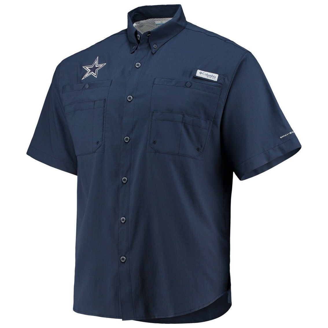 Columbia Men's Navy Dallas Cowboys Tamiami Omni-Shade Button-Down Shirt - Image 3 of 4