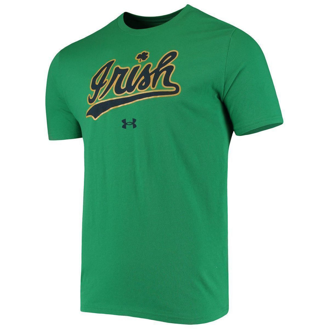 Under Armour Men's Kelly Green Notre Dame Fighting Irish Wordmark Logo Performance Cotton T-Shirt - Image 3 of 4