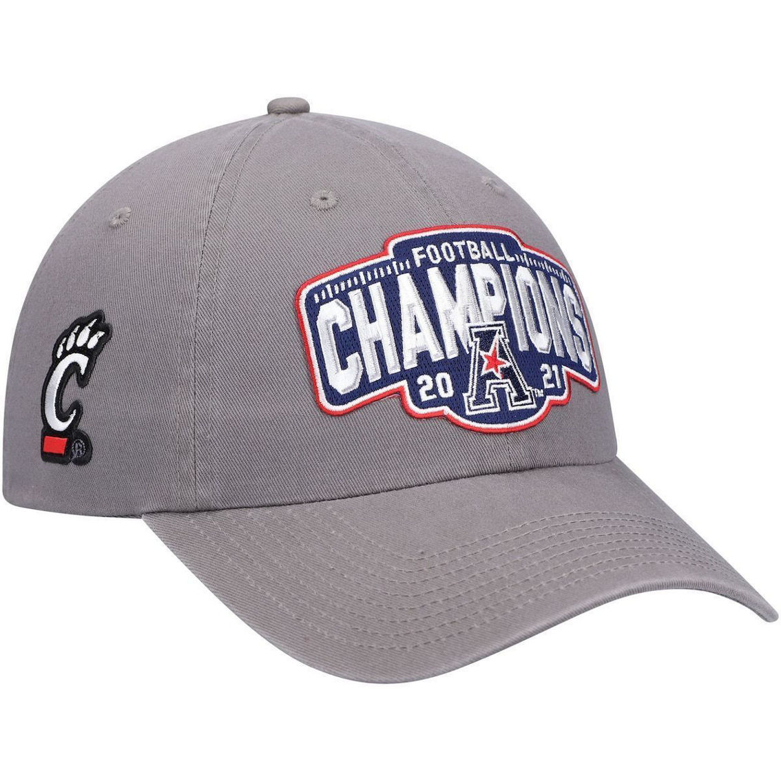 Men's Zephyr Charcoal Cincinnati Bearcats 2021 AAC Football Conference Champions Locker Room Crew Adjustable Hat - Image 2 of 4