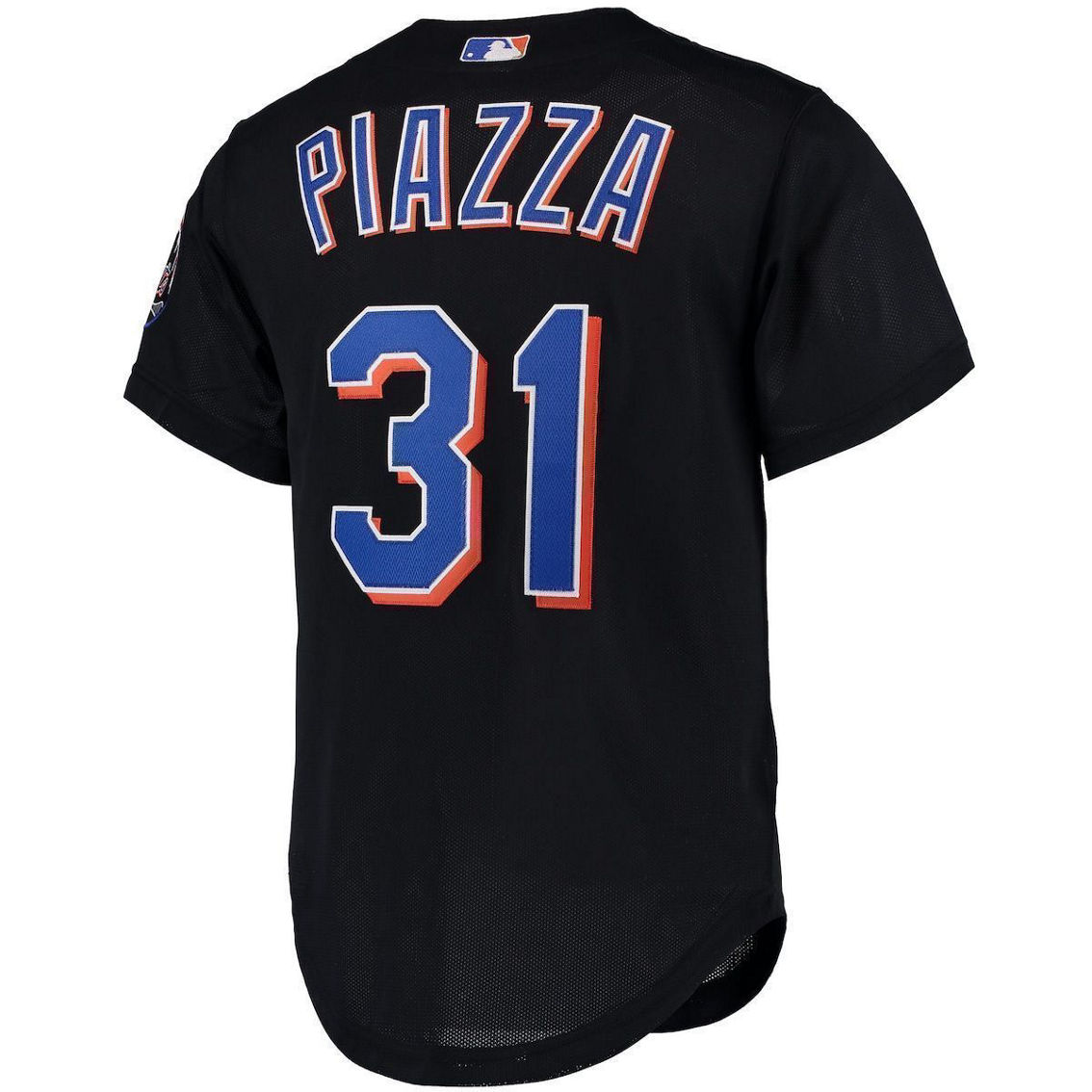 Mitchell & Ness Men's Mike Piazza Black New York Mets Cooperstown Collection Mesh Batting Practice Button-Up Jersey - Image 4 of 4