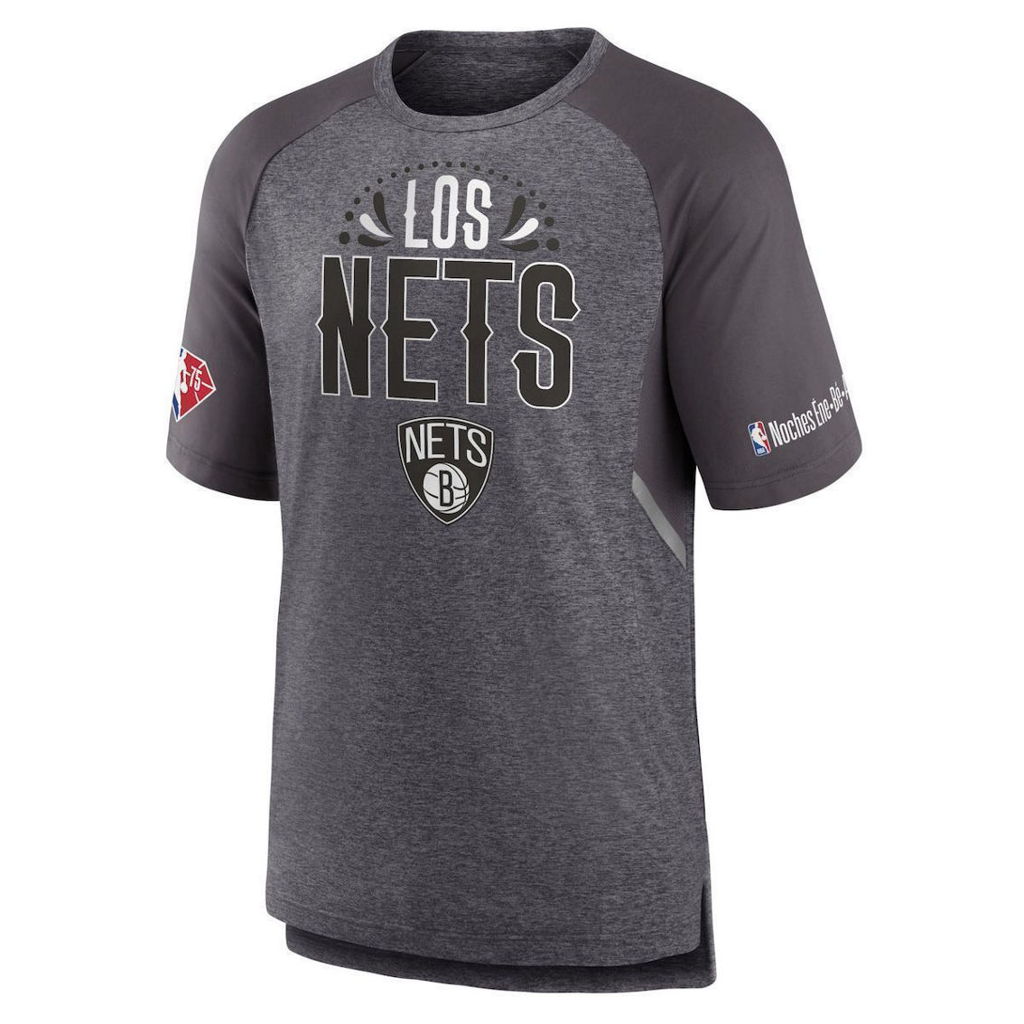 Fanatics Branded Men's Heathered Gray Brooklyn Nets 2022 Noches Ene-Be-A Core Shooting Raglan T-Shirt - Image 3 of 4