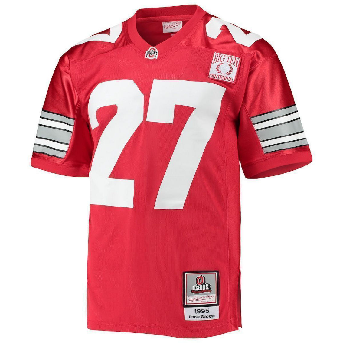 Mitchell & Ness Men's Eddie George Scarlet Ohio State Buckeyes 1995 Authentic Throwback Football Jersey - Image 3 of 4