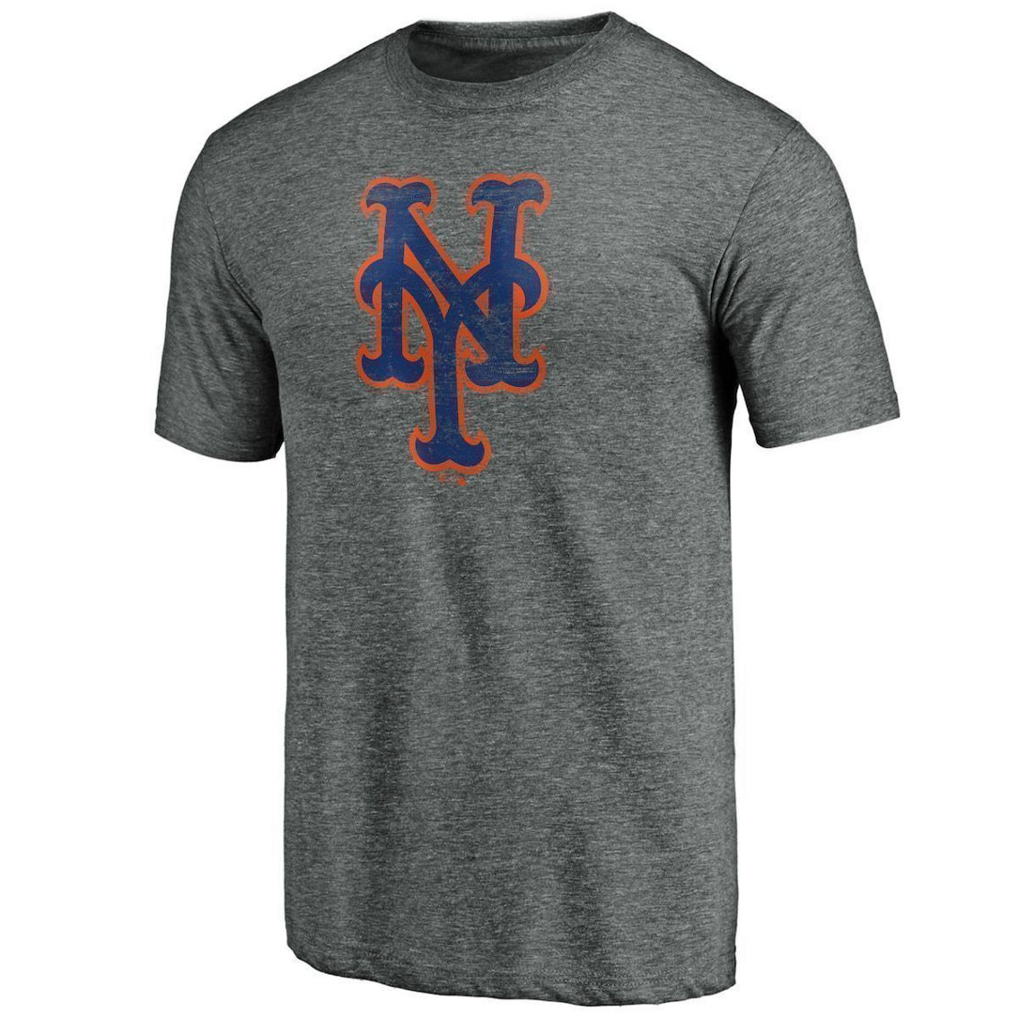 Fanatics Branded Men's Heathered Gray New York Mets Weathered Official Logo Tri-Blend T-Shirt - Image 3 of 4