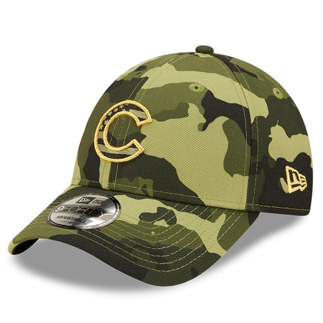 New Era Men's Camo Chicago Cubs 2022 Armed Forces Day 9FORTY Snapback Adjustable Hat - Image 4 of 4