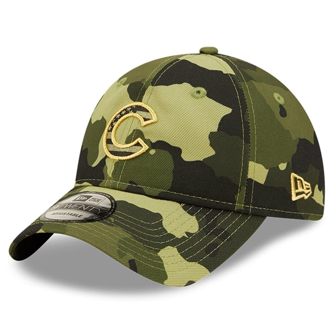 New Era Men's Camo Chicago Cubs 2022 Armed Forces Day 9TWENTY Adjustable Hat - Image 4 of 4