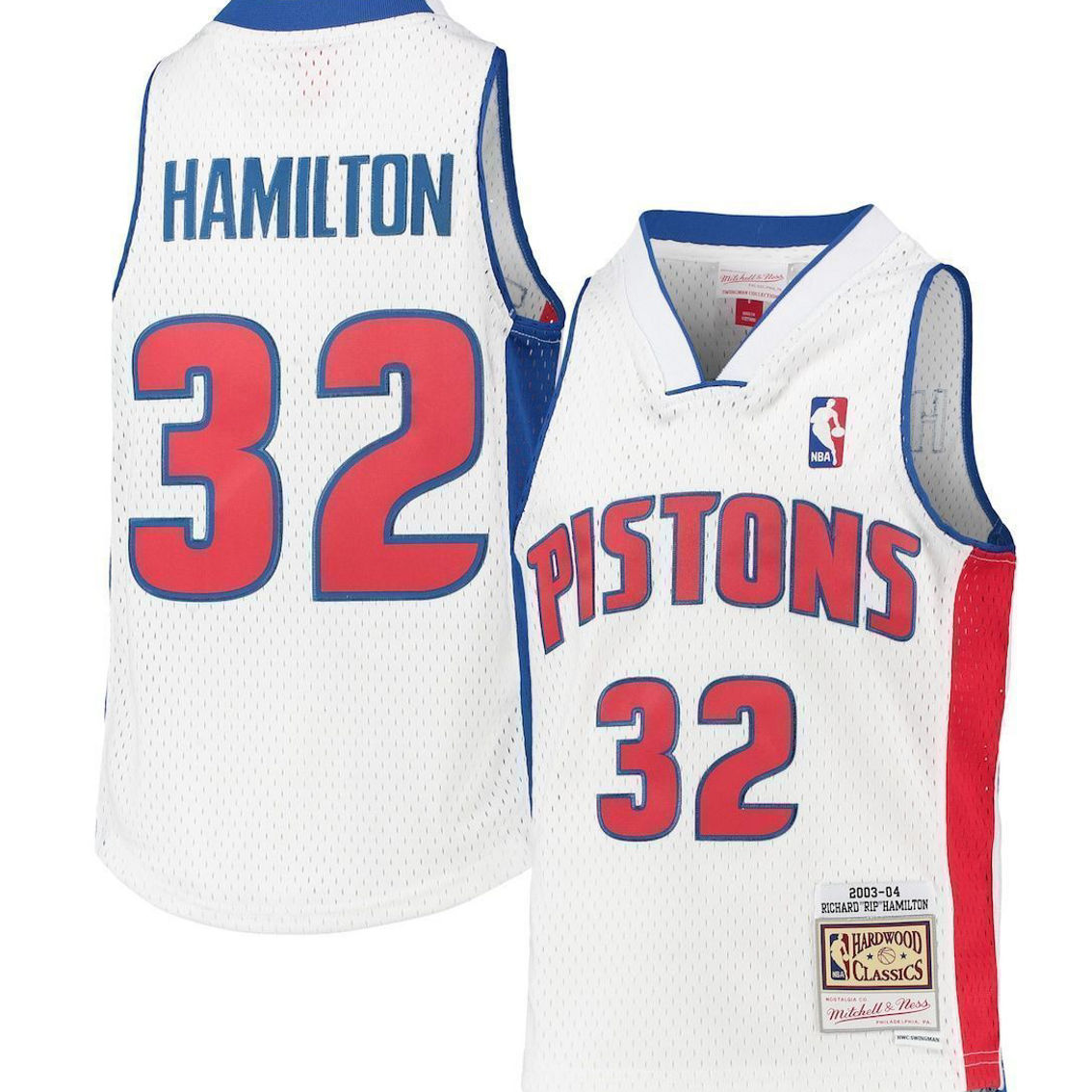 Mitchell & Ness Youth Richard Hamilton White Detroit Pistons 2003/04 Hardwood Classics Swingman Jersey - Image 2 of 4