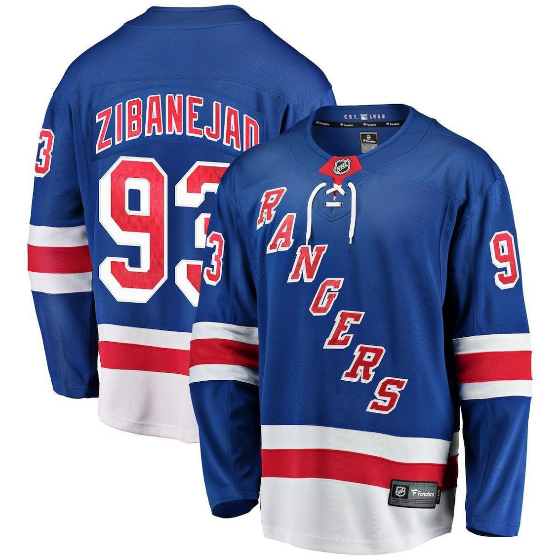 Fanatics Branded Men's Mika Zibanejad Blue New York Rangers Premier Breakaway Player Jersey - Image 2 of 4