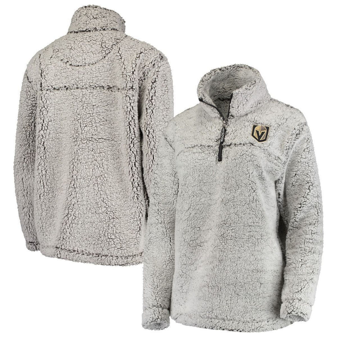 G-III 4Her by Carl Banks Women's Gray Vegas Golden Knights Sherpa Quarter-Zip Pullover Jacket - Image 2 of 4
