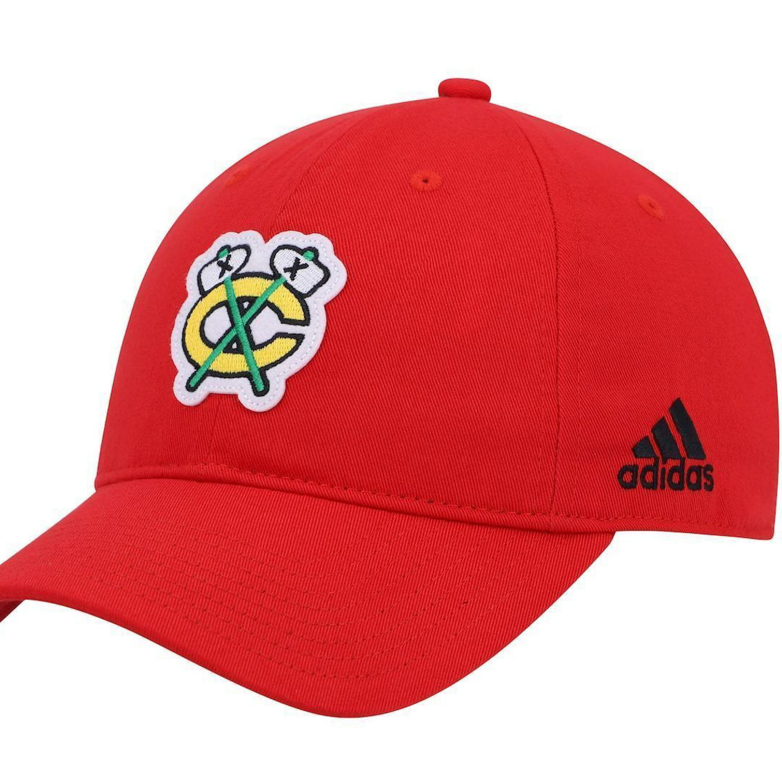 adidas Men's Red Chicago Blackhawks Letter Slouch Adjustable Hat - Image 2 of 4