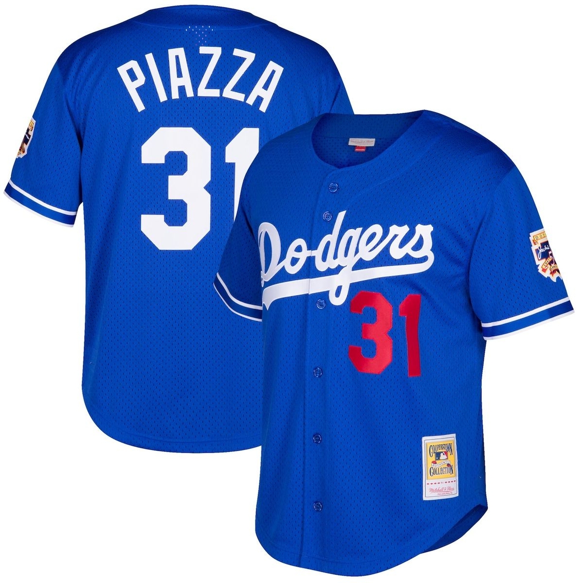 Mitchell & Ness Men's Mike Piazza Royal Los Angeles Dodgers Cooperstown Collection Mesh Batting Practice Button-Up Jersey - Image 2 of 4