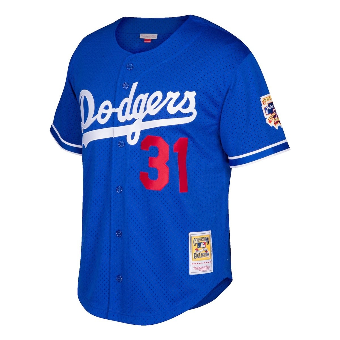 Mitchell & Ness Men's Mike Piazza Royal Los Angeles Dodgers Cooperstown Collection Mesh Batting Practice Button-Up Jersey - Image 3 of 4