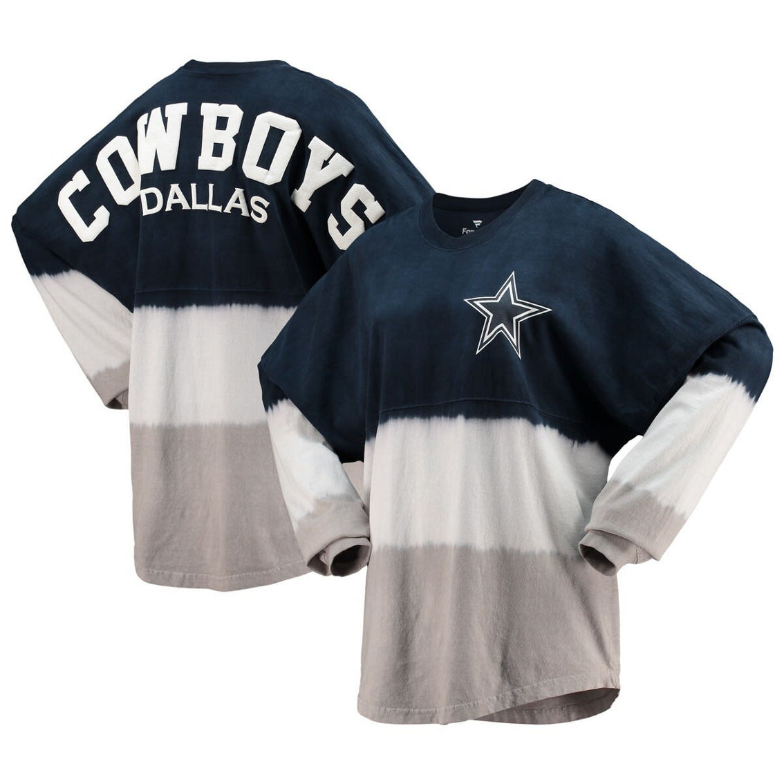 Fanatics Branded Women's Navy/white Dallas Cowboys Ombre Long Sleeve T-shirt, Fan Shop