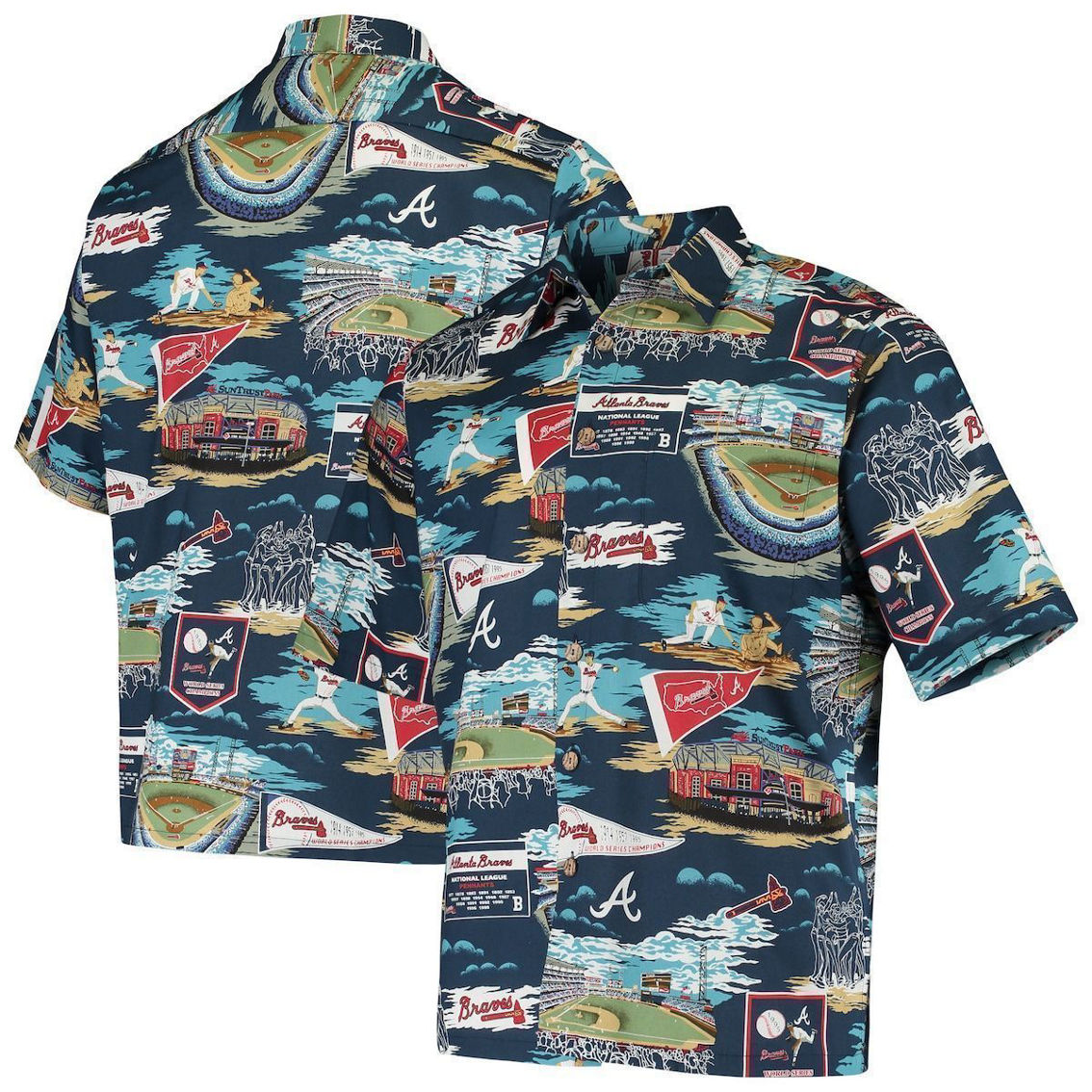 Reyn Spooner Men's Navy Atlanta Braves Scenic Button-Up Shirt - Image 2 of 4