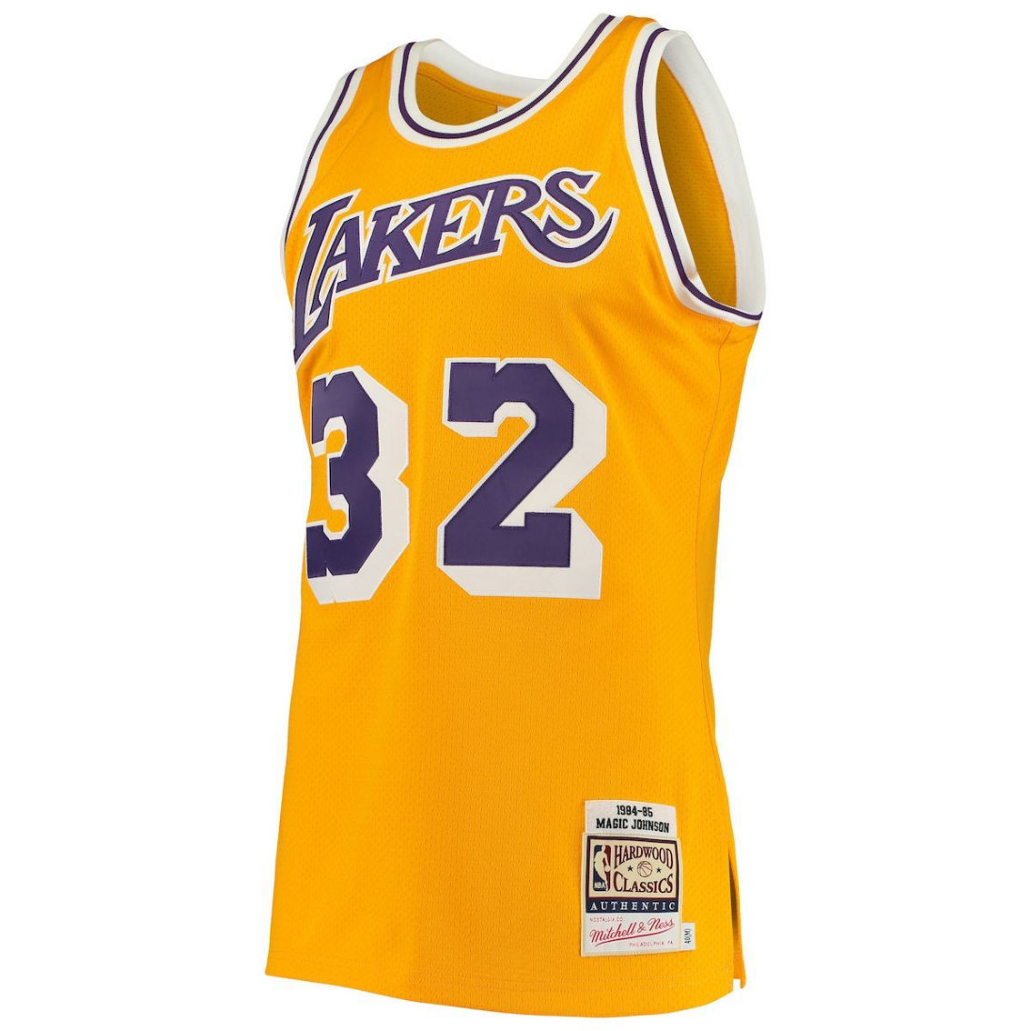 Mitchell & Ness Men's Magic Johnson Gold Los Angeles Lakers 1984/85 Hardwood Classics Authentic Jersey - Image 3 of 4