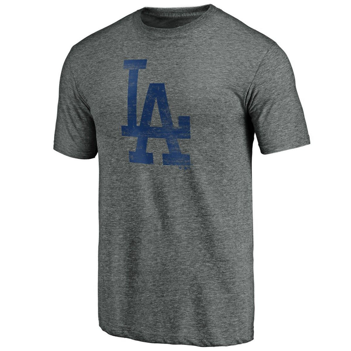 Fanatics Branded Men's Heathered Gray Los Angeles Dodgers Weathered Official Logo Tri-Blend T-Shirt - Image 3 of 4