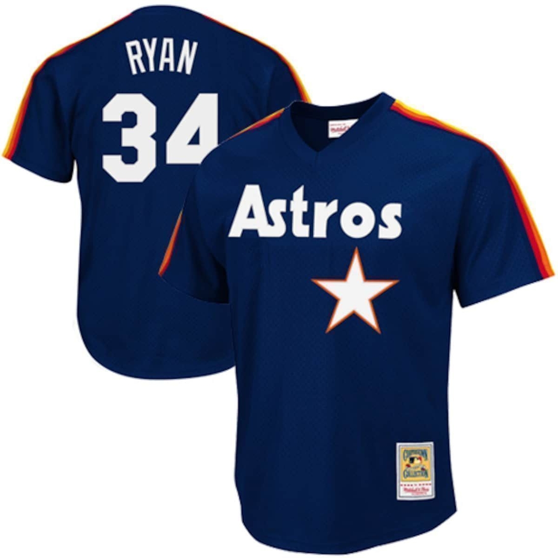 Mitchell & Ness Men's Nolan Ryan Navy Houston Astros 1988 Authentic Cooperstown Collection Mesh Batting Practice Jersey - Image 2 of 4