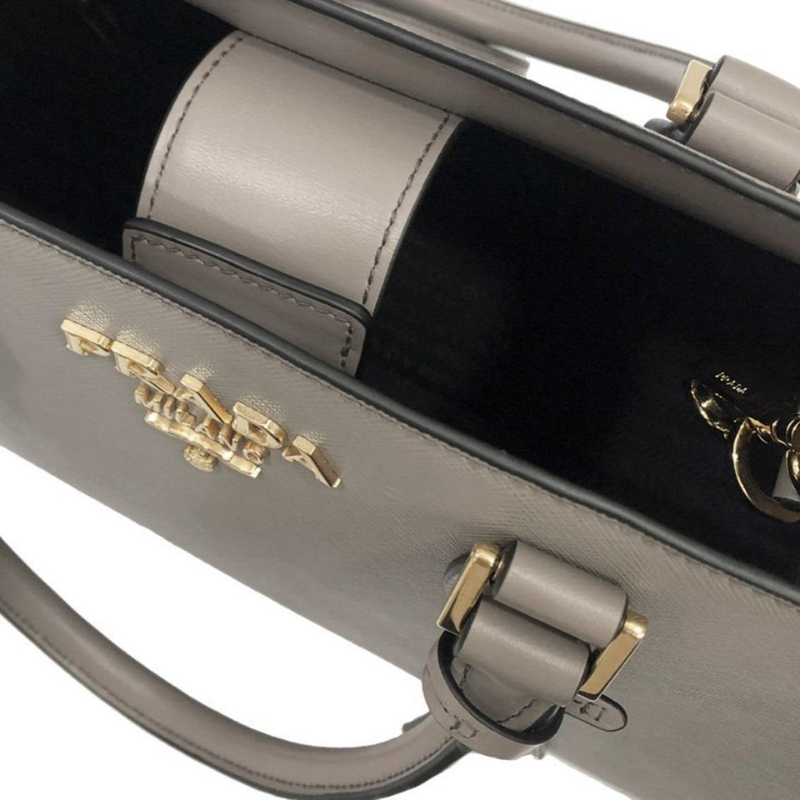 Prada Argilla Gray Saffiano Lux Leather Large Satchel Handbag ...
