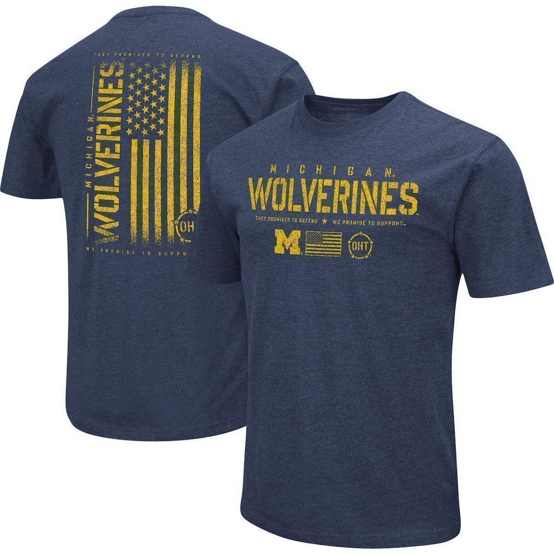 Colosseum Men's Heather Navy Michigan Wolverines OHT Military Appreciation Flag 2.0 T-Shirt - Image 2 of 4