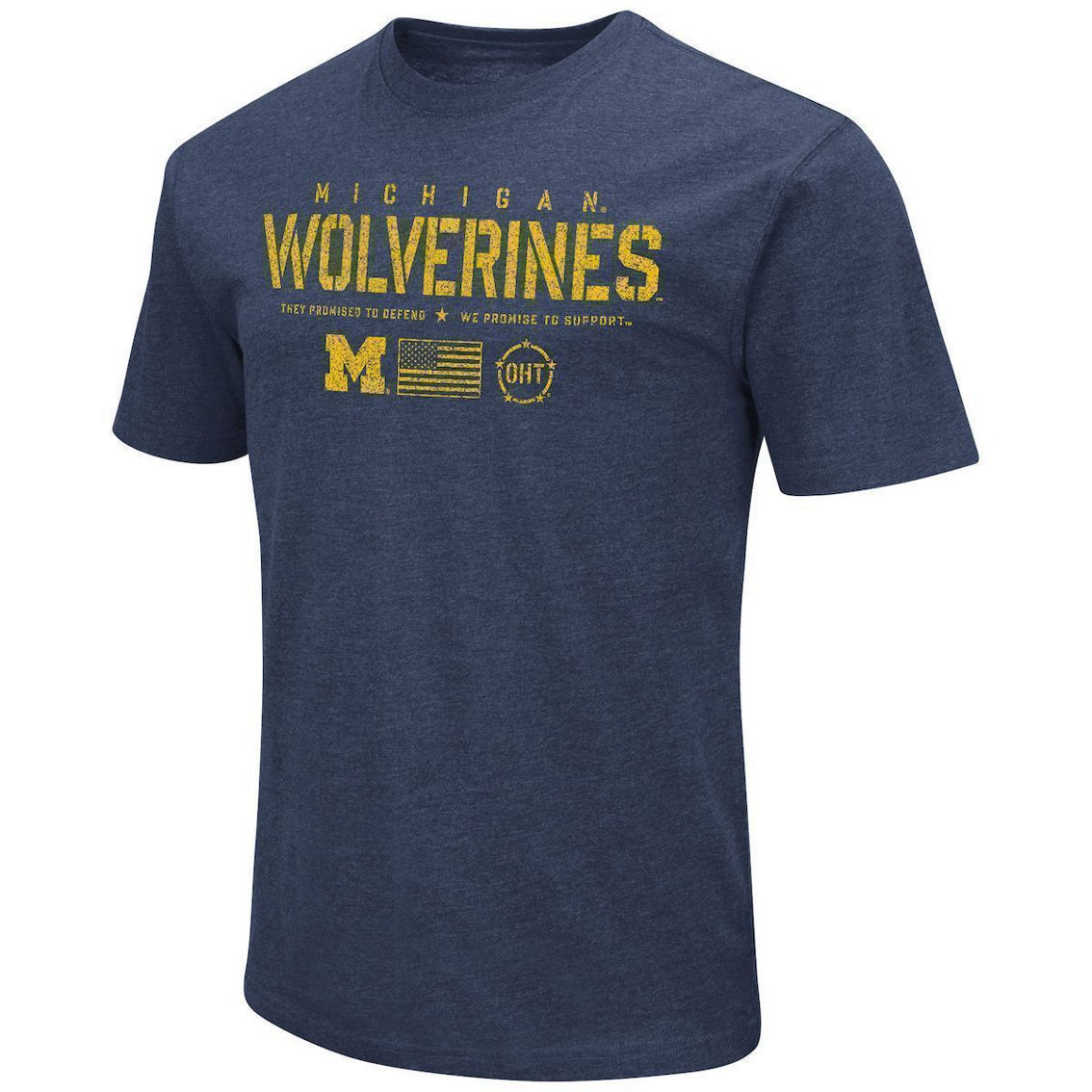 Colosseum Men's Heather Navy Michigan Wolverines OHT Military Appreciation Flag 2.0 T-Shirt - Image 3 of 4