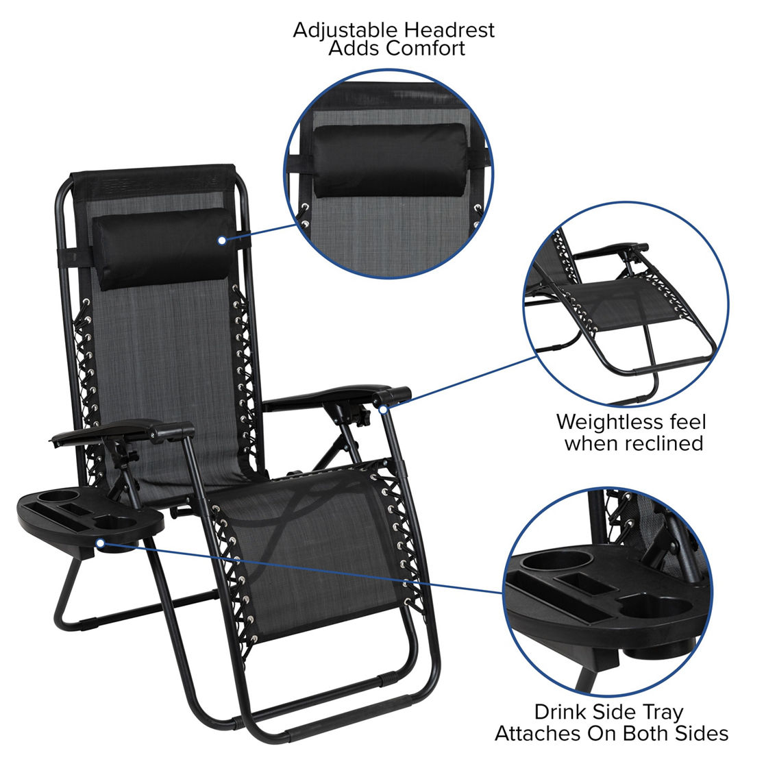 Flash Furniture 2PK Mesh Zero Gravity Lounge Chair - Image 5 of 5