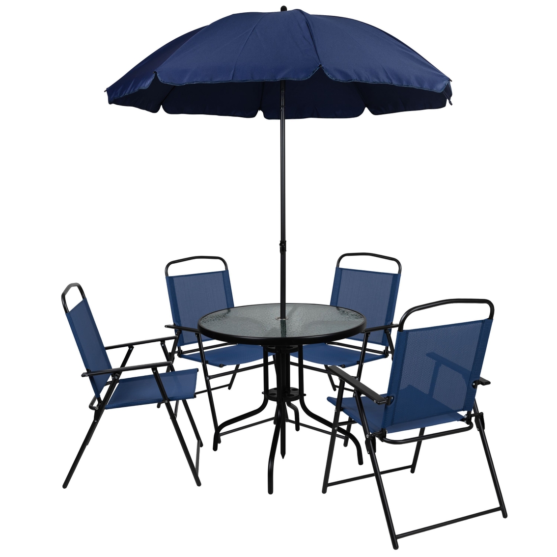Flash Furniture 6 Piece Patio Set w/ Table, Umbrella and 4 Chairs - Image 2 of 5