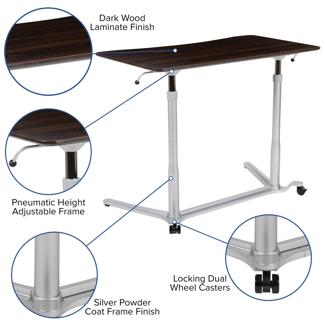 Flash Furniture Sit-Down, Stand-Up Ergonomic Computer Desk - Standing Desk - Image 5 of 5