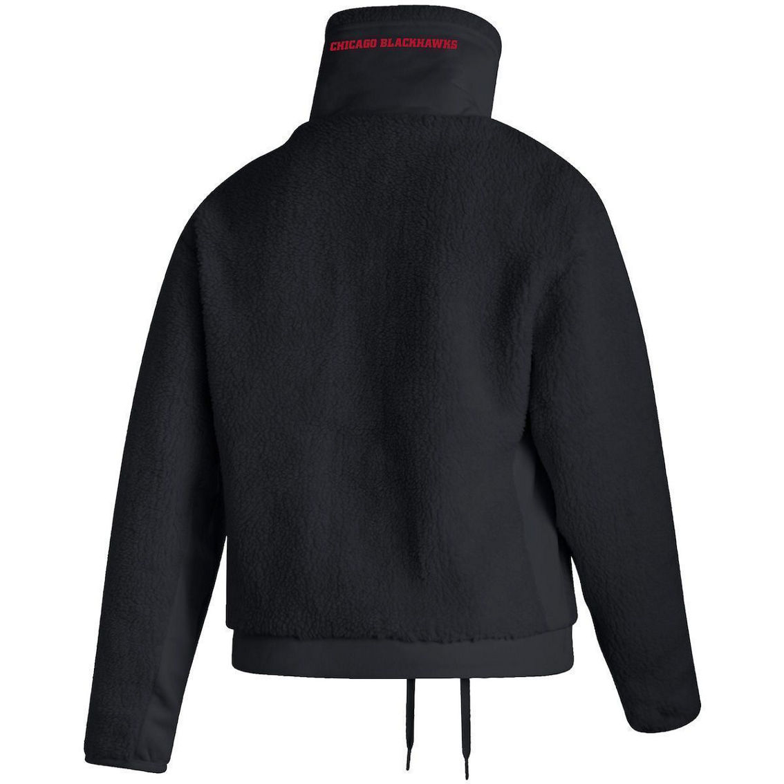 adidas Women's Black Chicago Blackhawks Sherpa Half-Zip Jacket - Image 4 of 4