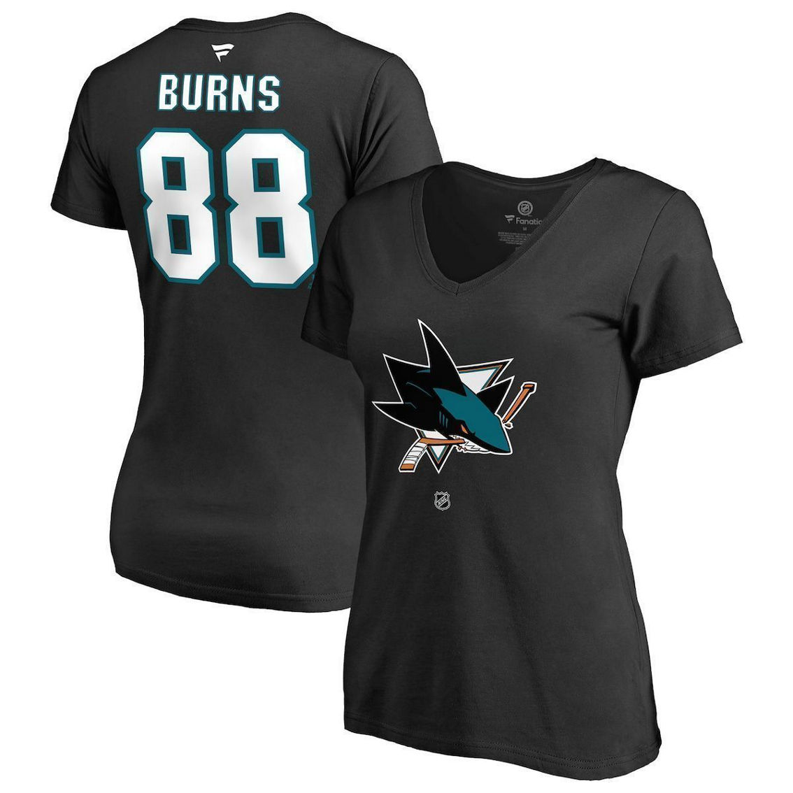 Men's Fanatics Branded Brent Burns Black San Jose Sharks Logo Name & Number  T-Shirt