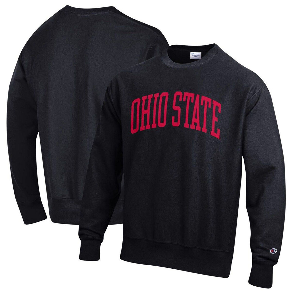 Champion Men's Black Ohio State Buckeyes Arch Reverse Weave Pullover Sweatshirt - Image 2 of 4