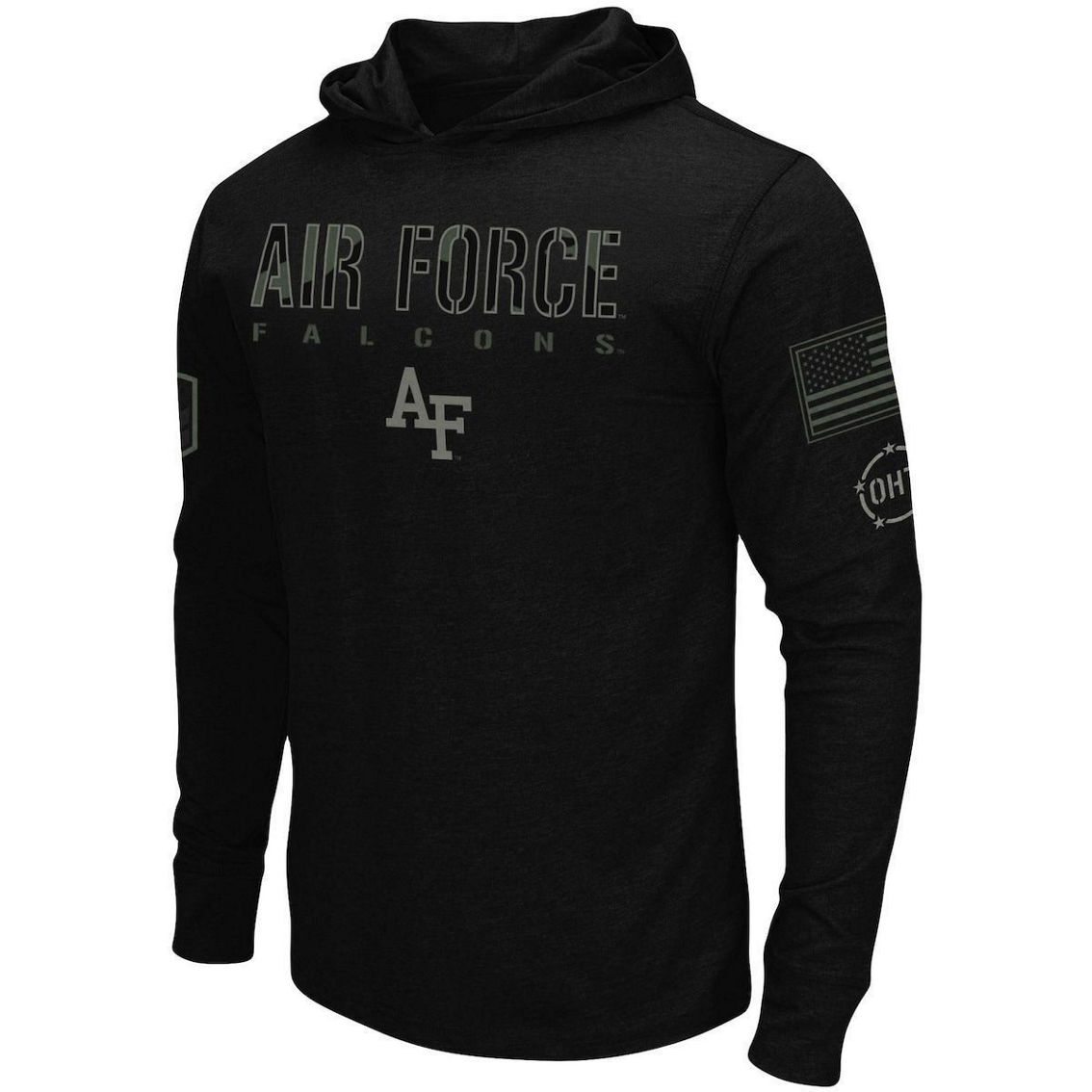 Colosseum Men's Black Air Force Falcons OHT Military Appreciation Hoodie Long Sleeve T-Shirt - Image 3 of 4
