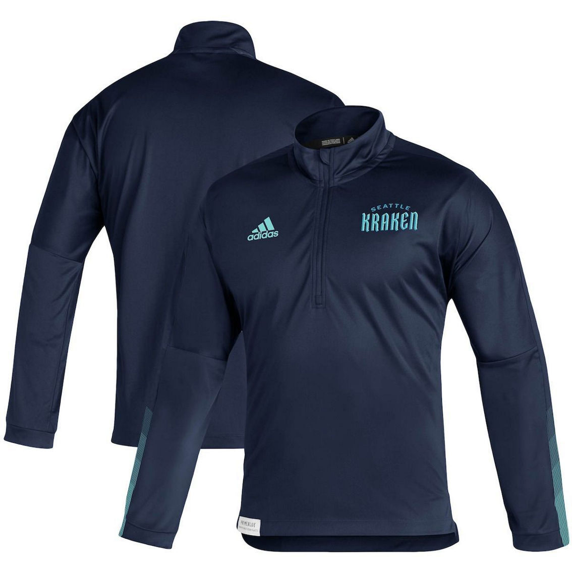 adidas Men's Deep Sea Blue Seattle Kraken Primeblue Quarter-Zip Jacket - Image 2 of 4