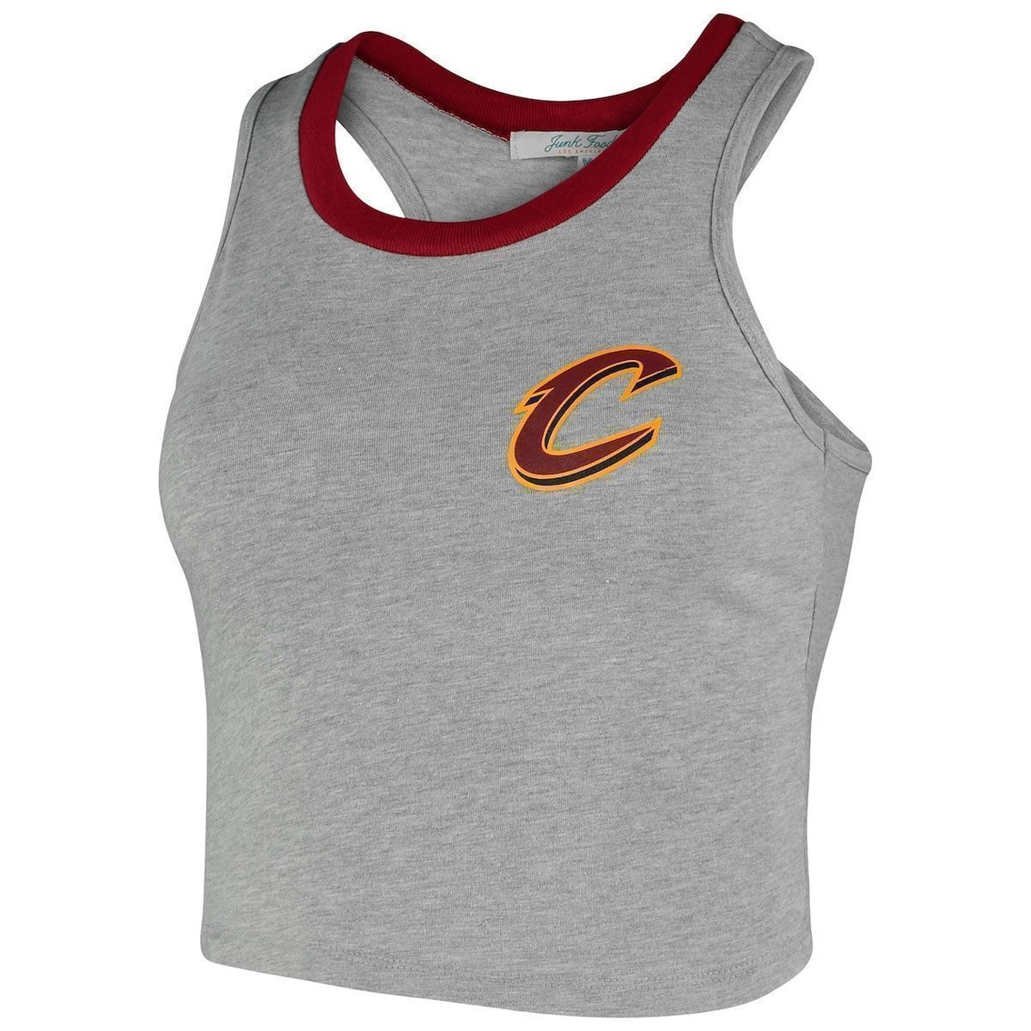Junk Food Women's Heathered Gray Cleveland Cavaliers Taped Trim Crop Tank Top - Image 3 of 4