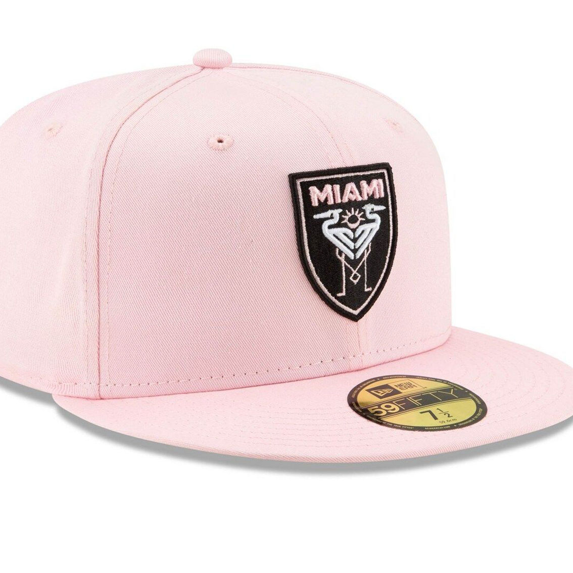Men's New Era Pink Inter Miami CF Primary Logo 59FIFTY Fitted Hat - Image 4 of 4