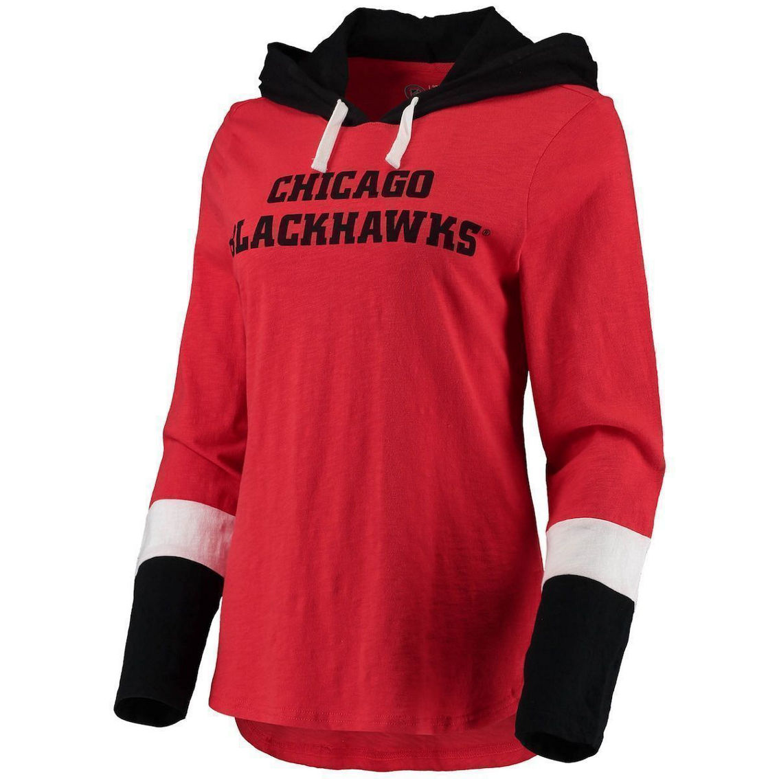 G-III 4Her by Carl Banks Women's Red Chicago Blackhawks Passing Play Hoodie Long Sleeve T-Shirt - Image 3 of 4