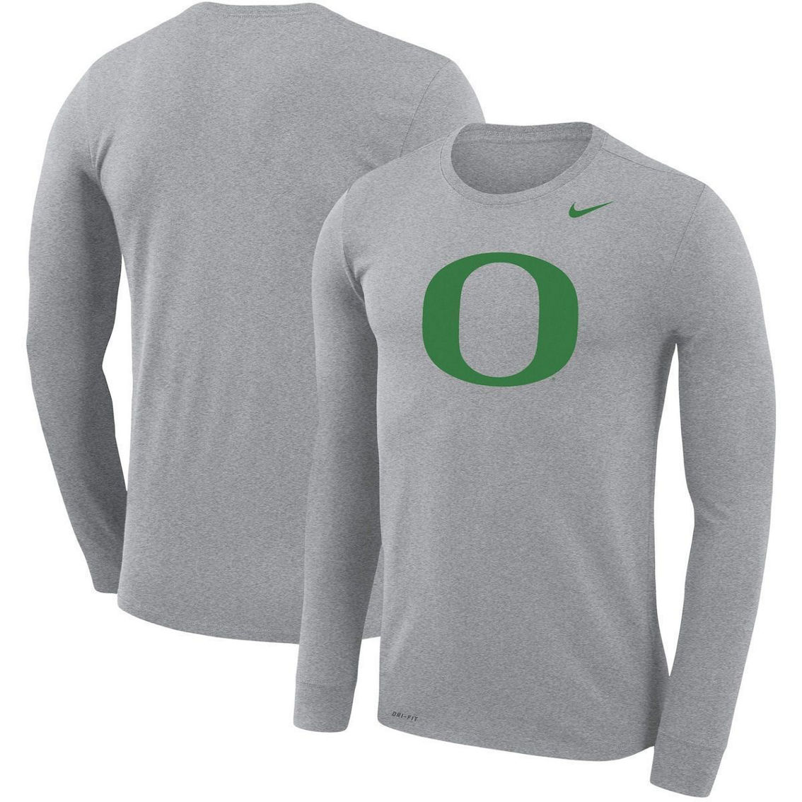 Men's Nike Heathered Gray Oregon Ducks School Logo Legend Performance Long Sleeve T-Shirt - Image 2 of 4