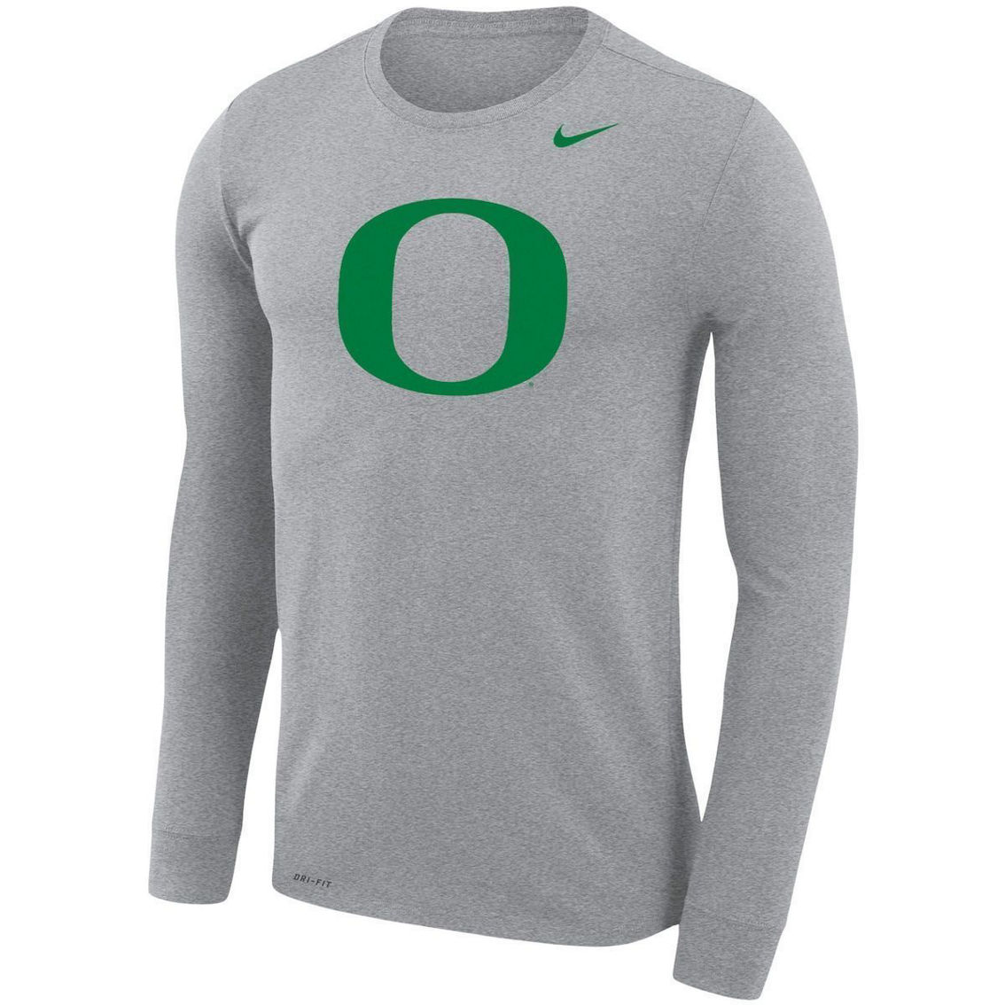 Men's Nike Heathered Gray Oregon Ducks School Logo Legend Performance Long Sleeve T-Shirt - Image 3 of 4