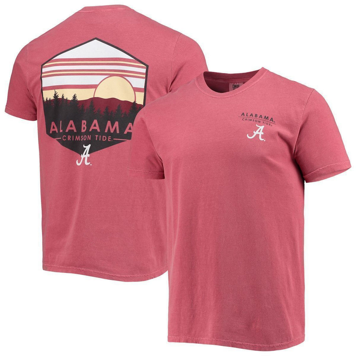 Image One Men's Crimson Alabama Crimson Tide Landscape Shield Comfort Colors T-Shirt - Image 2 of 4