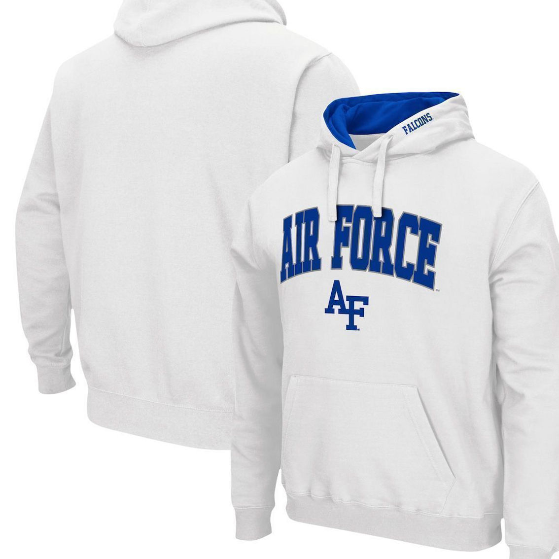 Colosseum Men's White Air Force Falcons Arch & Logo 3.0 Pullover Hoodie - Image 2 of 4
