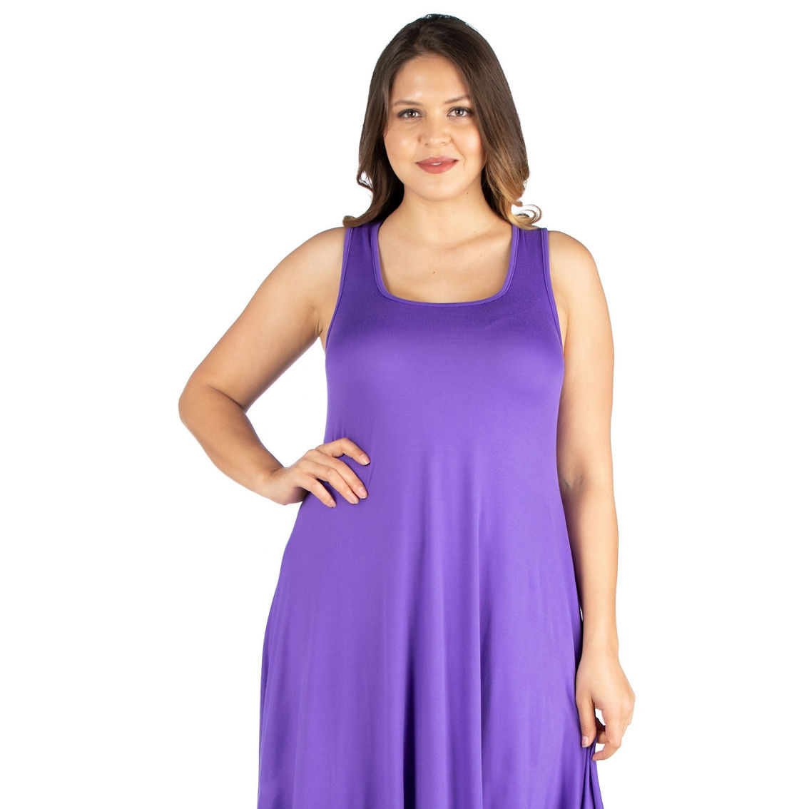 24seven Comfort Apparel Fit And Flare Knee Length Plus Size Tank