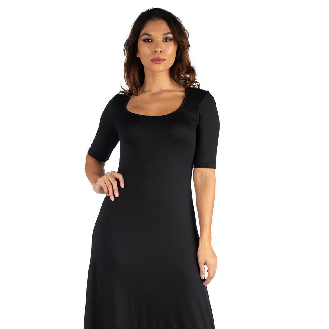 24seven Comfort Apparel Womens Casual Maxi Dress With Sleeves