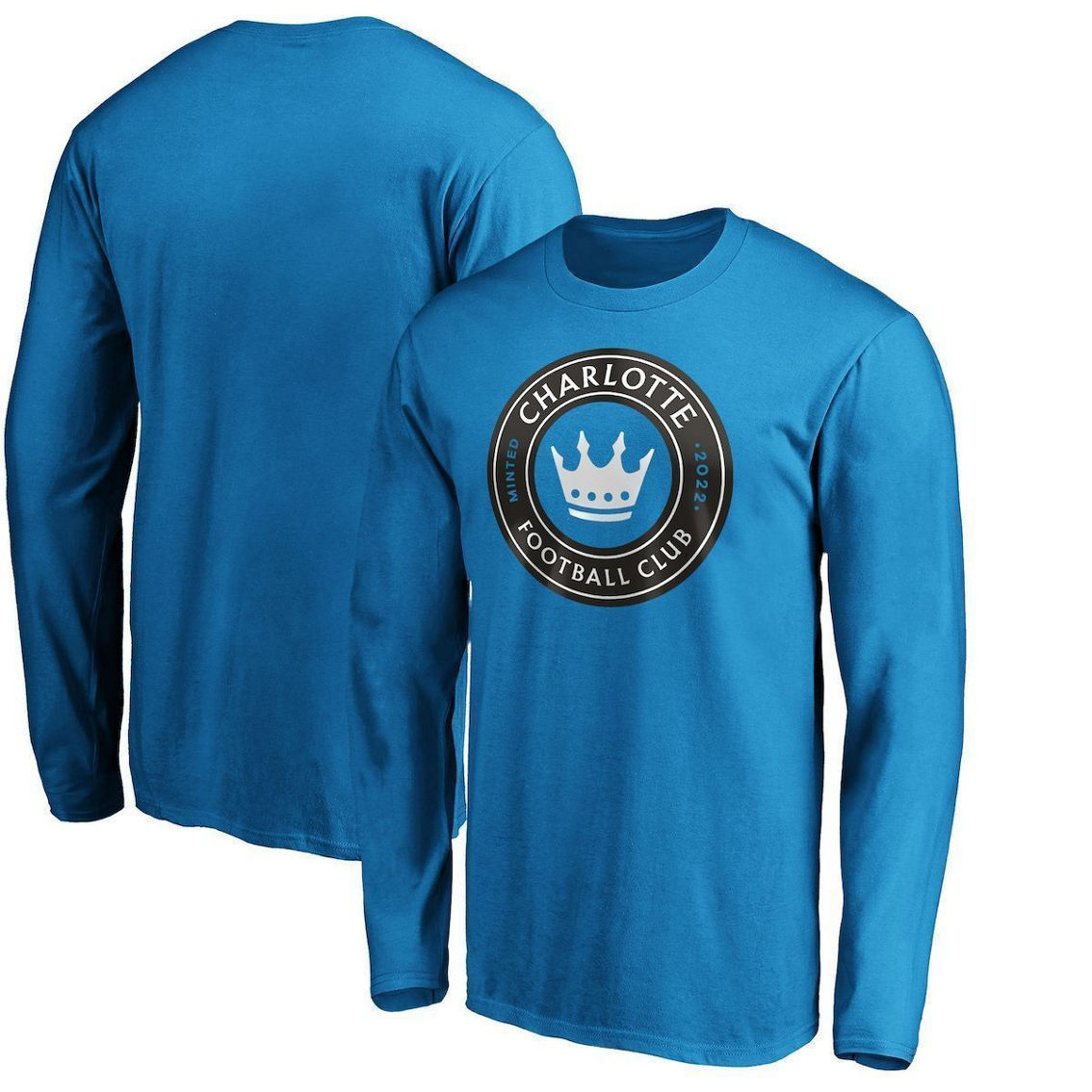 Men's Fanatics Branded Blue Charlotte FC Primary Logo Long Sleeve T-Shirt