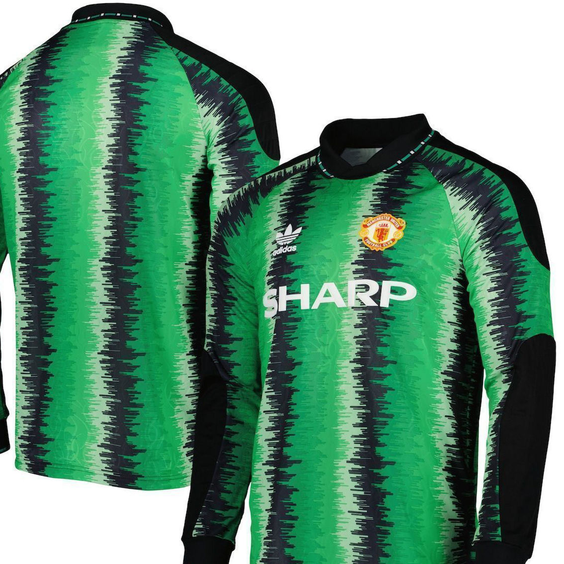 adidas Originals Men's Originals Green Manchester United 90 Goalkeeper Replica Jersey - Image 2 of 4