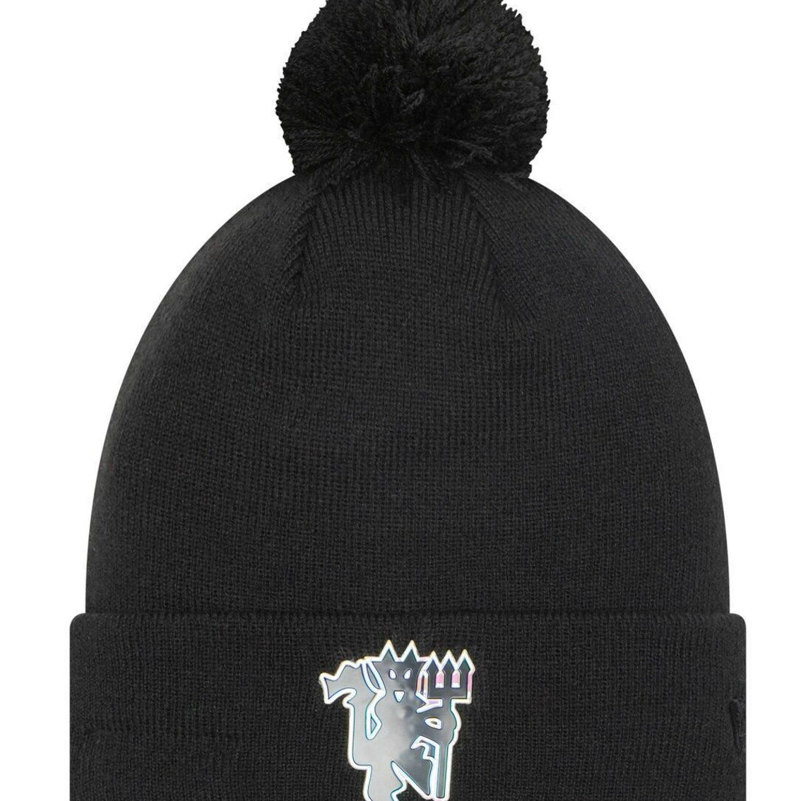 Men's New Era Black Manchester United Iridescent Cuffed Knit Hat with Pom - Image 2 of 3