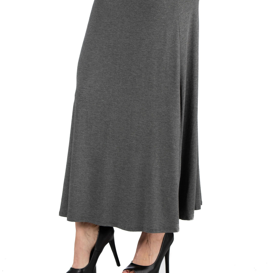 24seven Comfort Apparel Womens Elastic Waist Solid Color Maxi Skirt - Image 2 of 4