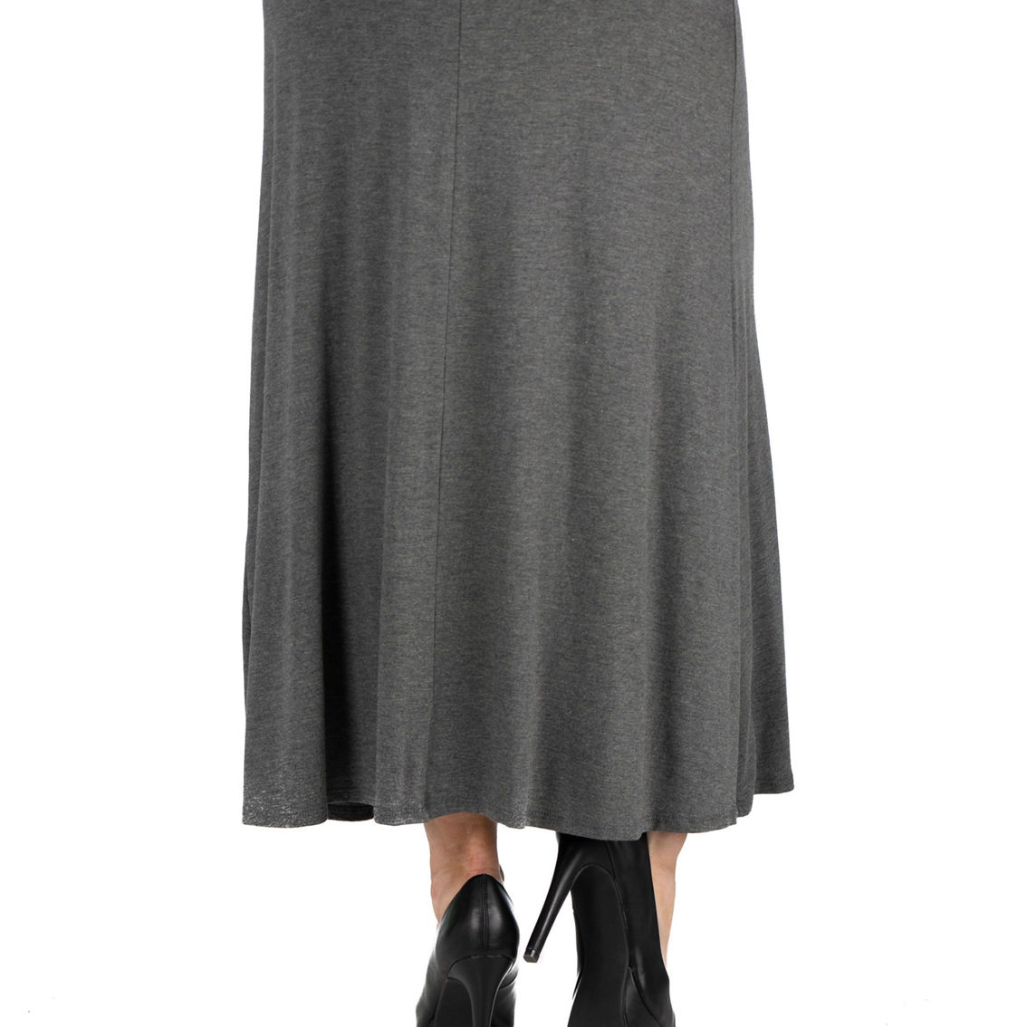24seven Comfort Apparel Womens Elastic Waist Solid Color Maxi Skirt - Image 3 of 4