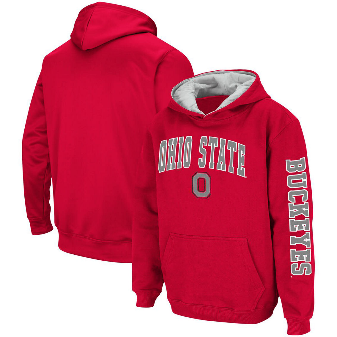 Colosseum Youth Scarlet Ohio State Buckeyes 2-Hit Pullover Hoodie - Image 2 of 4