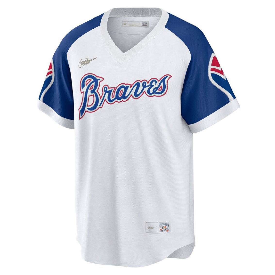 Nike Men's Hank Aaron White Atlanta Braves Home Cooperstown Collection Player Jersey - Image 3 of 4