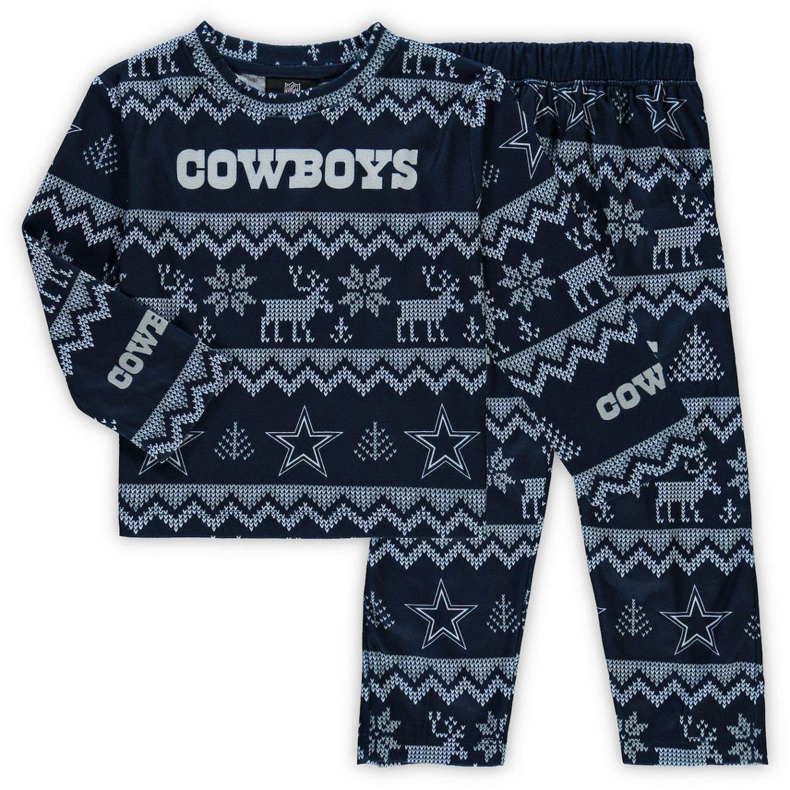 Dallas Cowboys FOCO Team Ugly Pajama Set - Navy