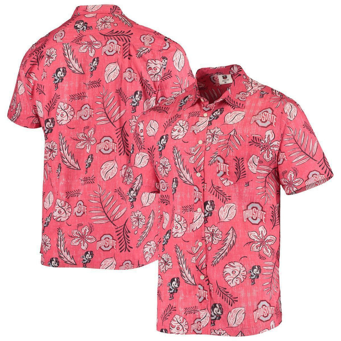 Wes & Willy Men's Scarlet Ohio State Buckeyes Vintage Floral Button-Up Shirt - Image 2 of 4